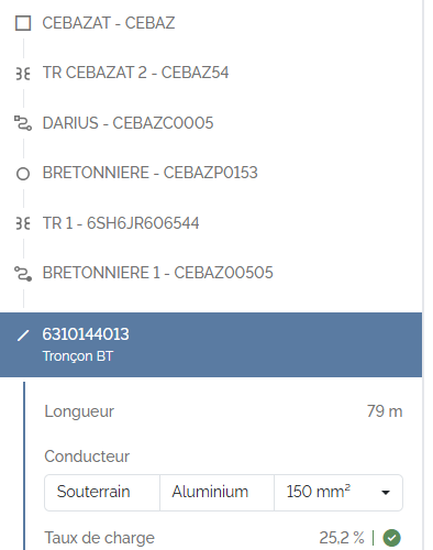 Fiche d'un tronçon BT