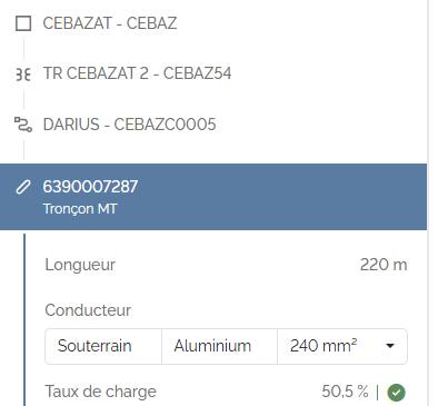 Fiche d'un tronçon MT