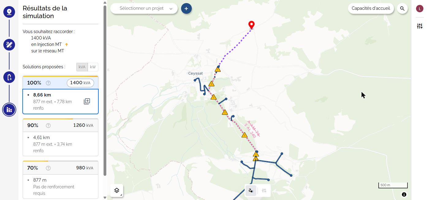 Assistant de raccordement : résultats de la simulation
