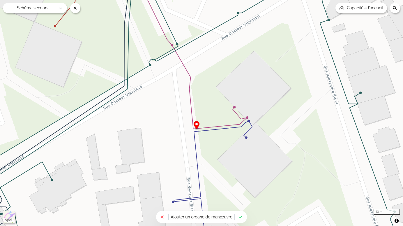 Placement d'un organe de manœuvre sur le départ, en amont du bâtiment