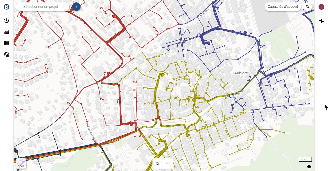 Le mode Topologie : groupes colorés par zone du réseau