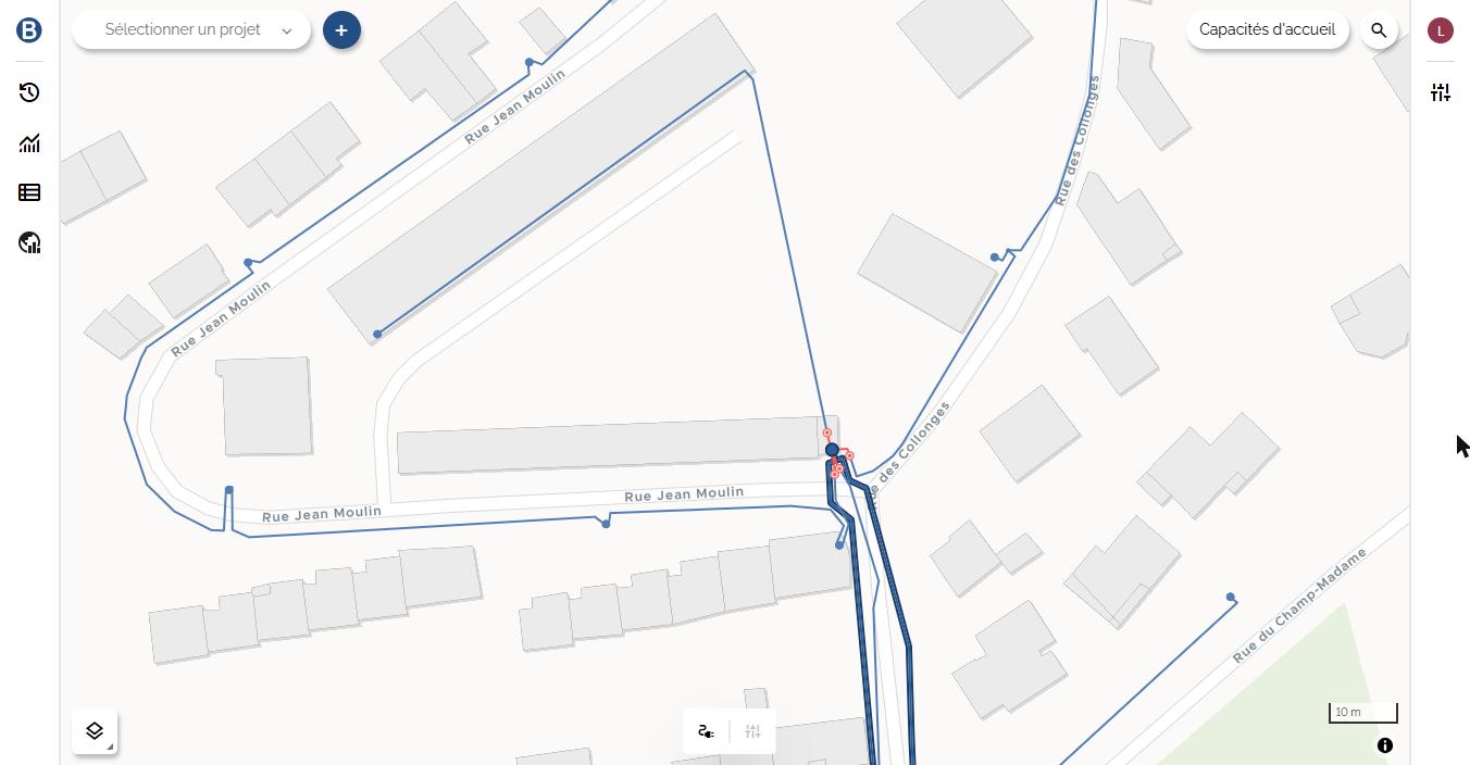 Le réseau basse tension affiché sur la carte