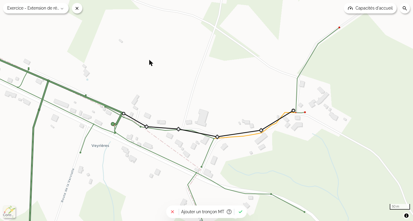 Tronçon MT reliant le poste-source au nouveau poste